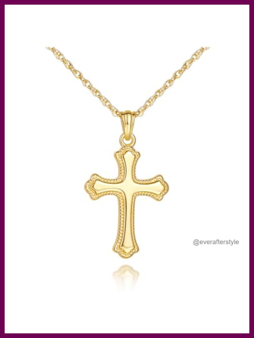 14K Gold Plated Cross Necklace Beaded Double Layer 21"